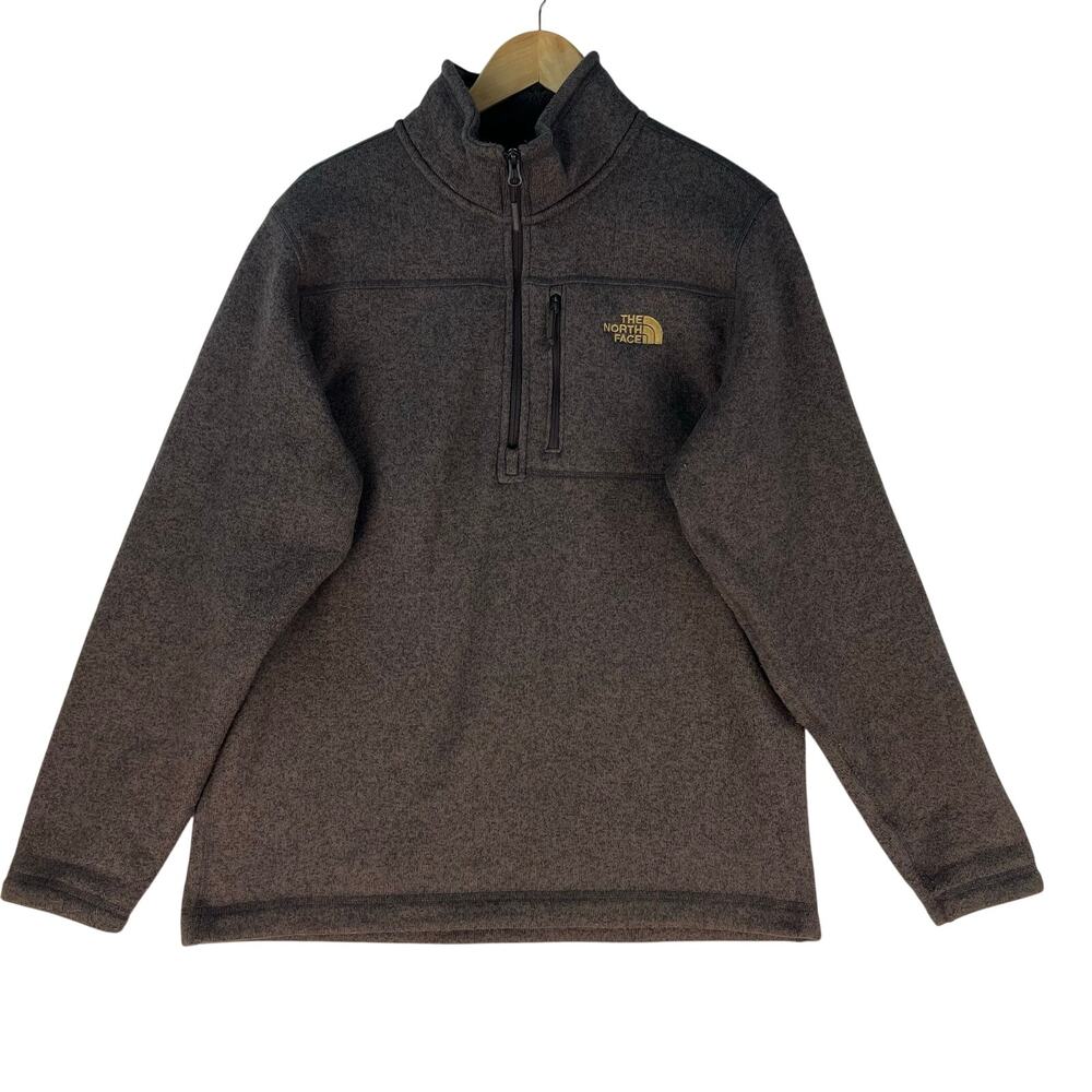 The North Face Mens Gordon Lyons 1/4 Zip Fleece Sweater SZ L Brown Heather
